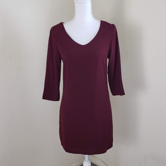 One Clothing V-neck Shift Dress Maroon Size Small - Picture 9 of 9